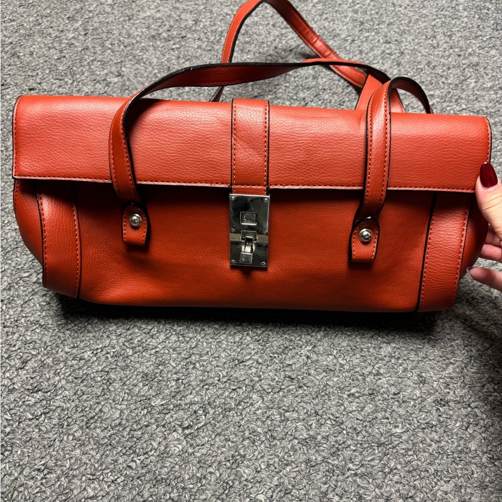 Orange leather clutch bag from Greece #glam #partybag #vintage